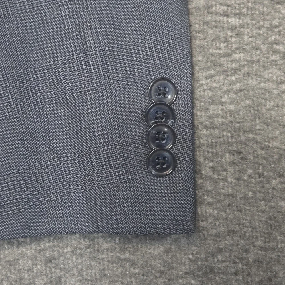 Peter Millar Sport Coat 44R Blue Plaid Wool Two‎ Button Double Vented Blazer
